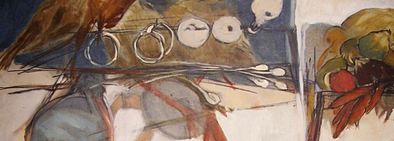 Dorothy Koppelman, "Birds, Bulbs, and Stamp" detail