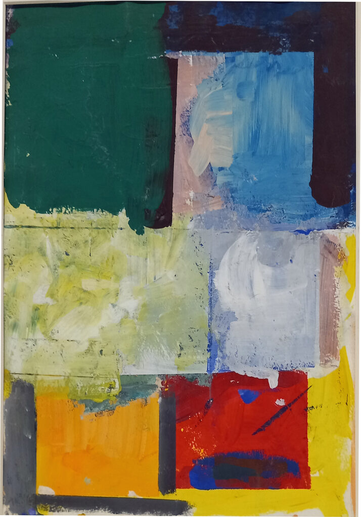 Francine Hernandez, Minuet for Squares, gouache & tempera, 17 x 11 ½ in.